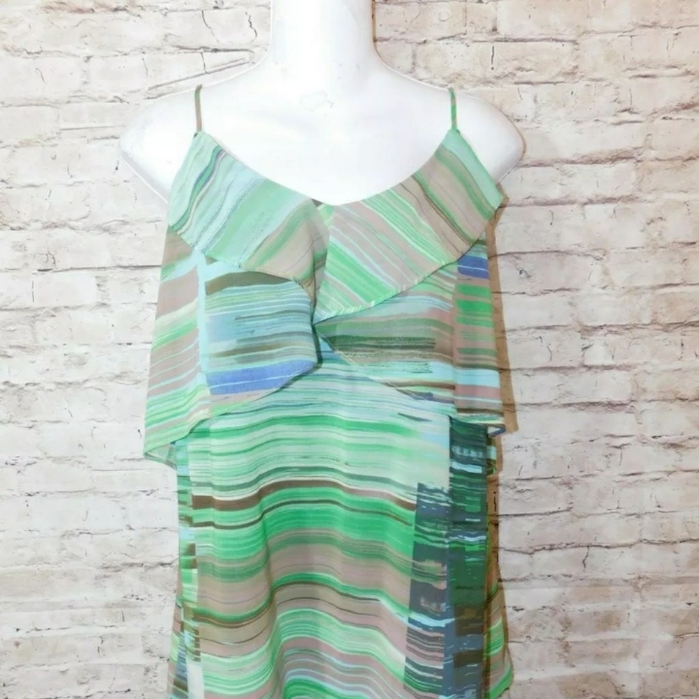 CAbi Green Blouse Size M Spaghetti Straps